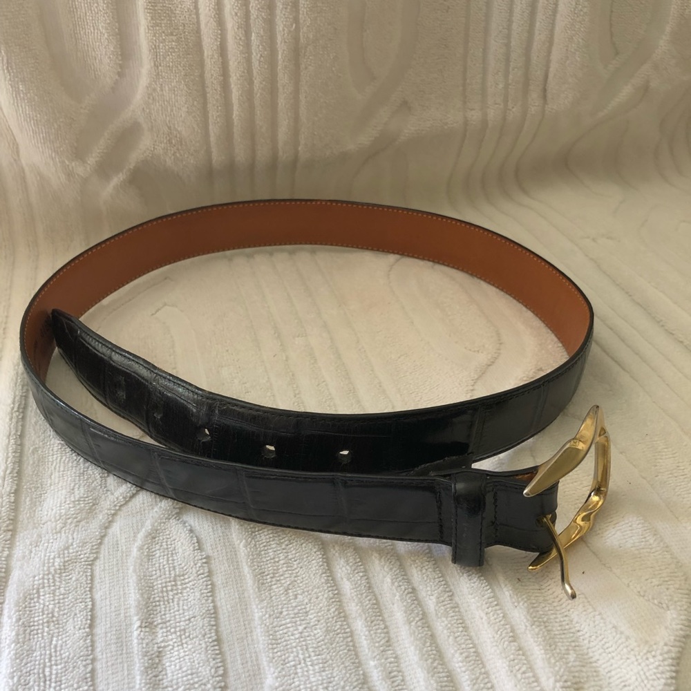 Brighton black “croc” belt